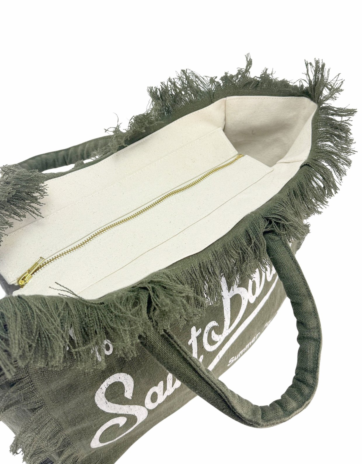 MC2 Saint Barth Vanity military green linen shoulder bag