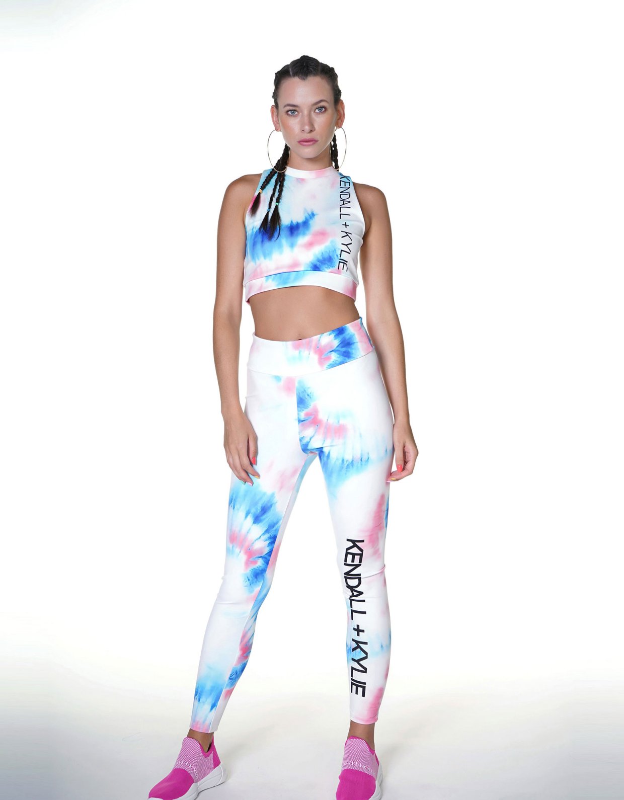 Kendall + Kylie Splash vertical logo leggings tie dye