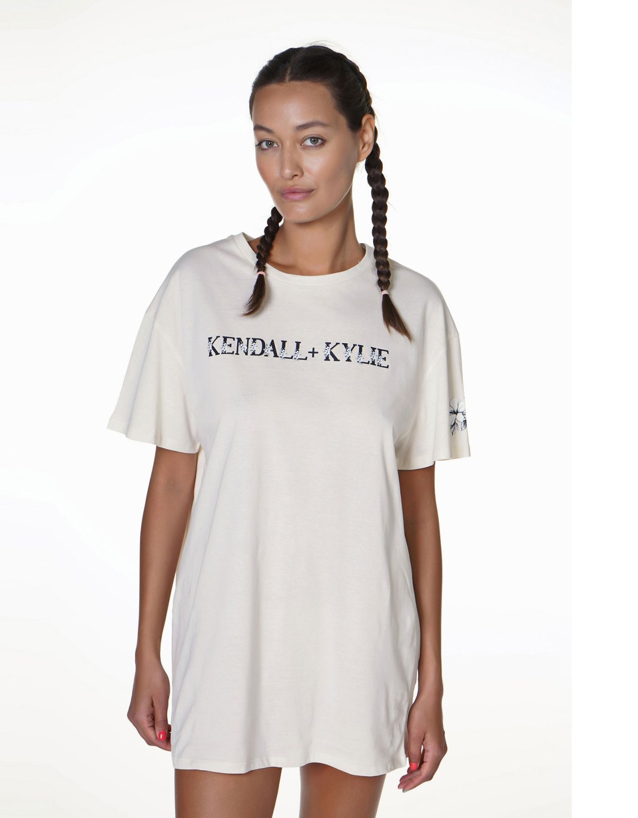 Kendall + Kylie Flower logo longfit t-shirt off white