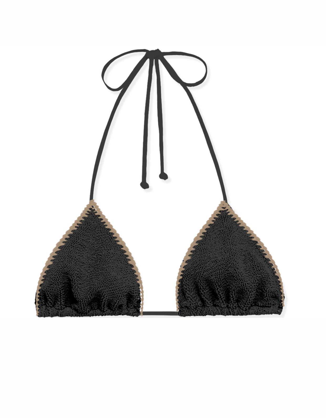 MC2 Saint Barth Leah crinkle triangle bikini top with contrasting embroidery