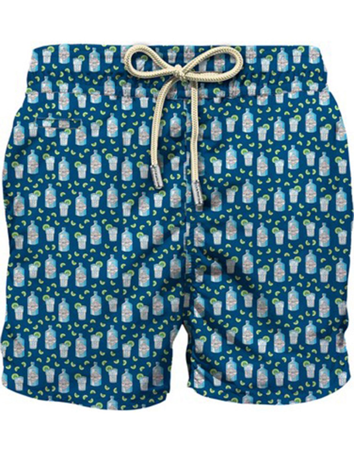 MC2 Saint Barth Man light fabric swim shorts with gin bottle print