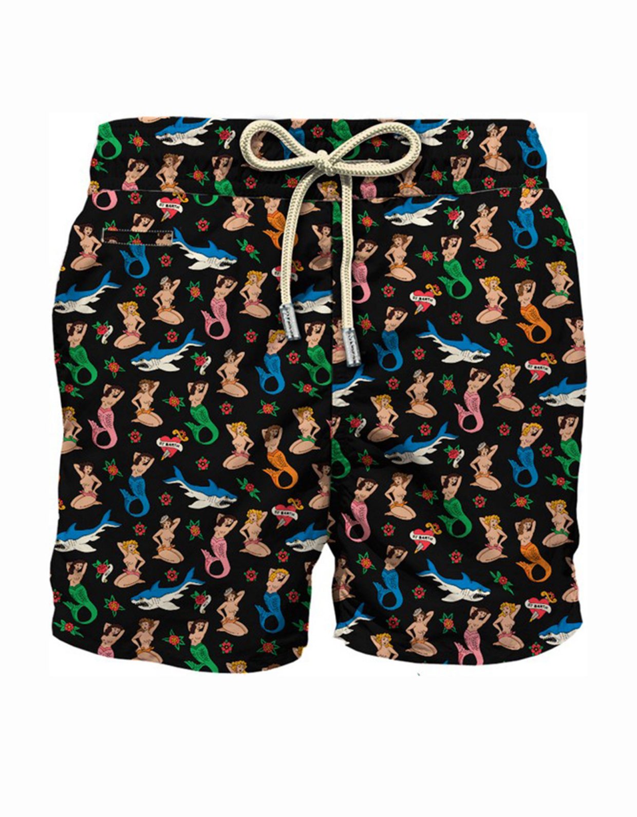 MC2 Saint Barth Lighting micro fantasy black mermaid print swim shorts