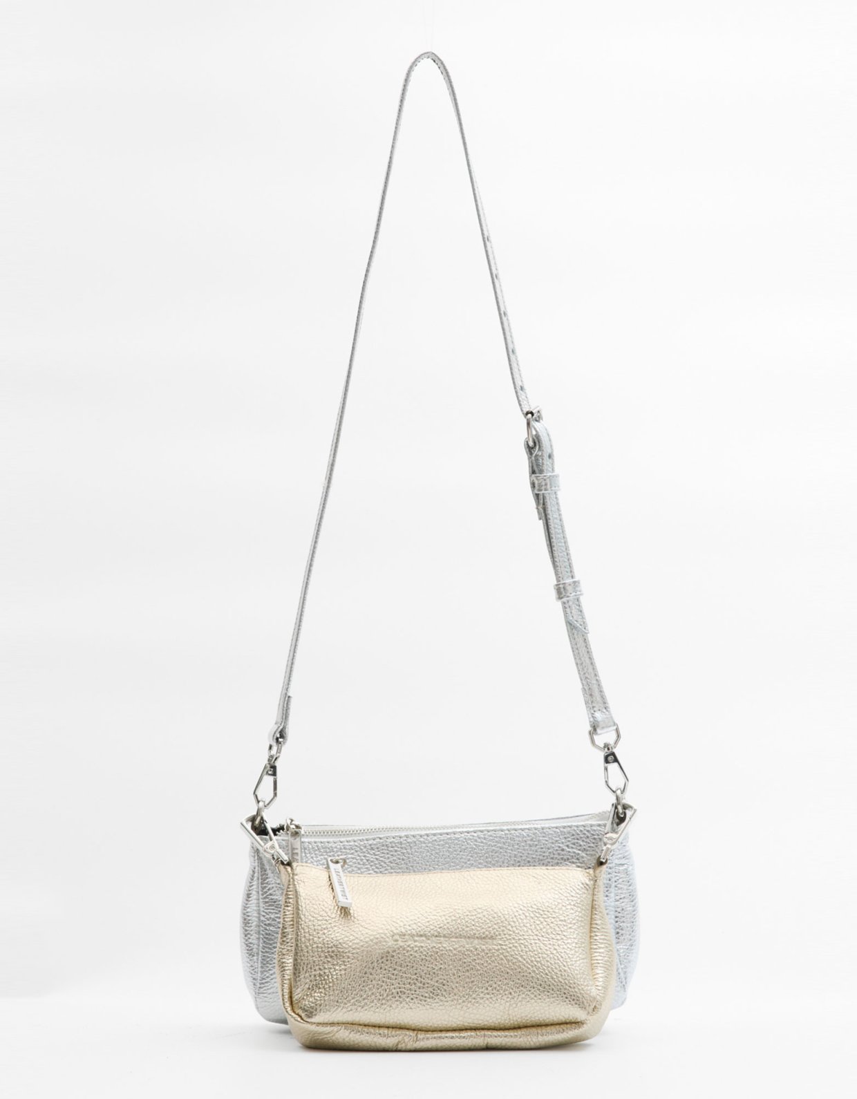 Leather Twist Alter ego bag silver/gold
