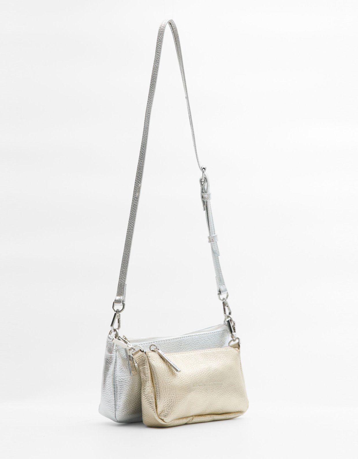 Leather Twist Alter ego bag silver/gold
