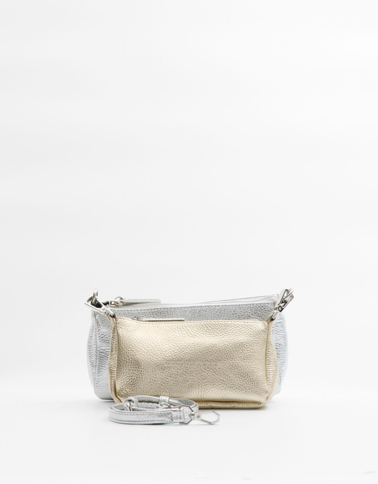 Leather Twist Alter ego bag silver/gold
