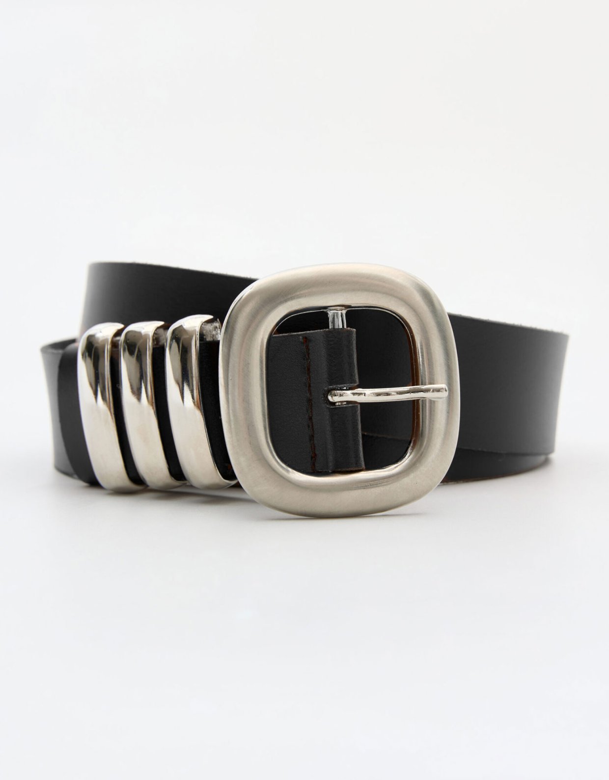 Leather Twist Rail belt black