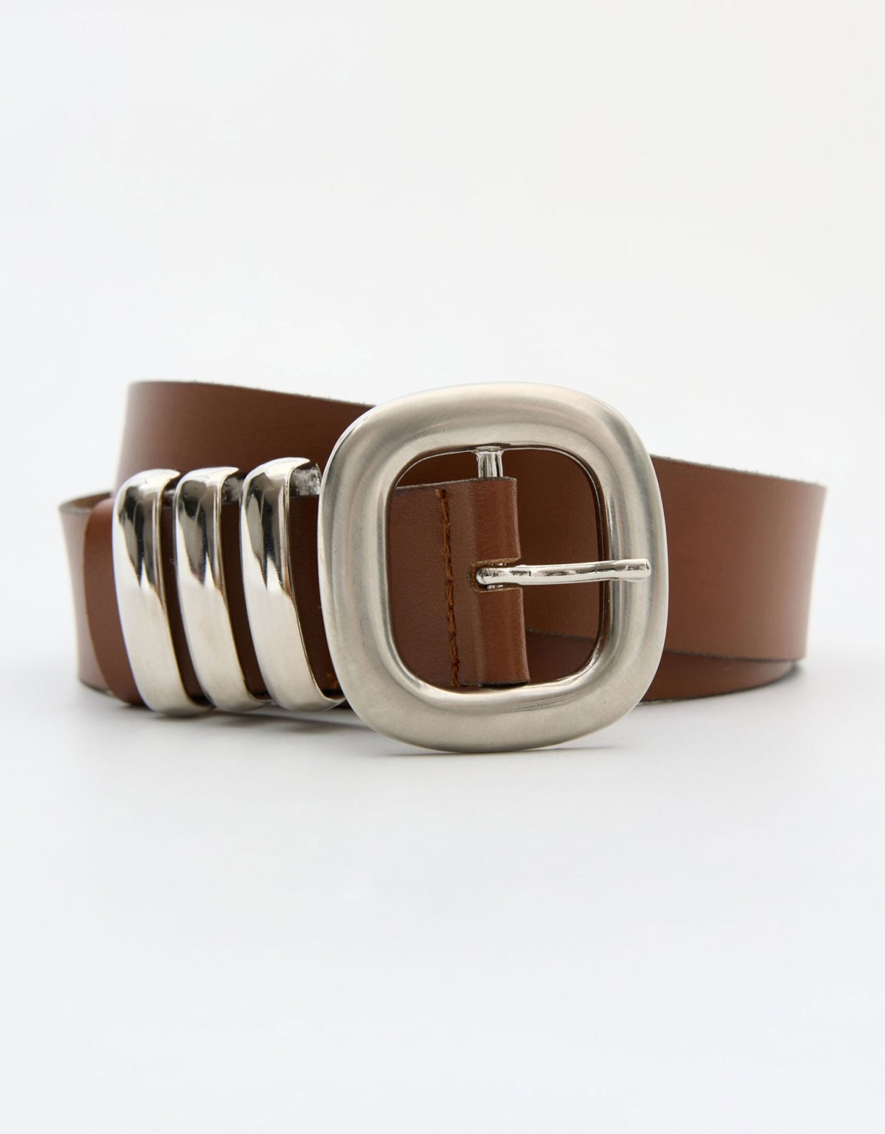Leather Twist Rail belt taba