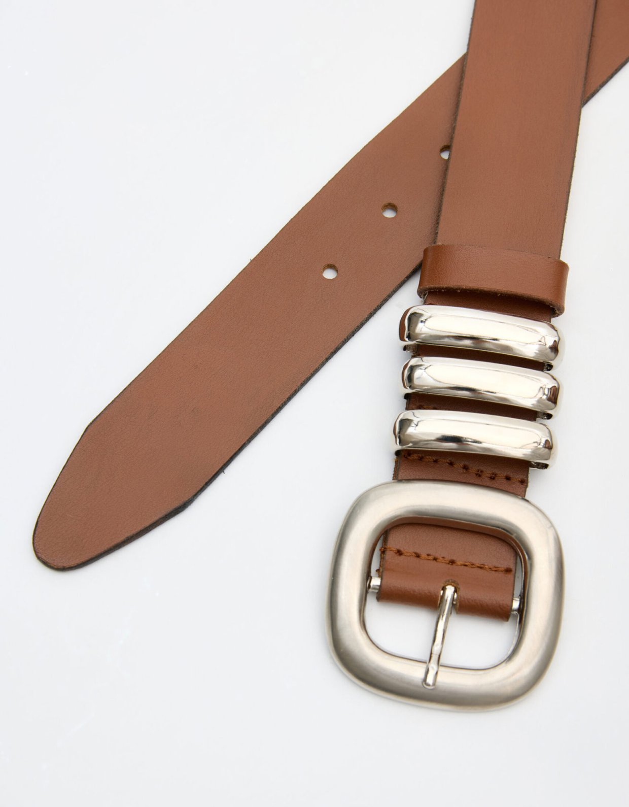 Leather Twist Rail belt taba