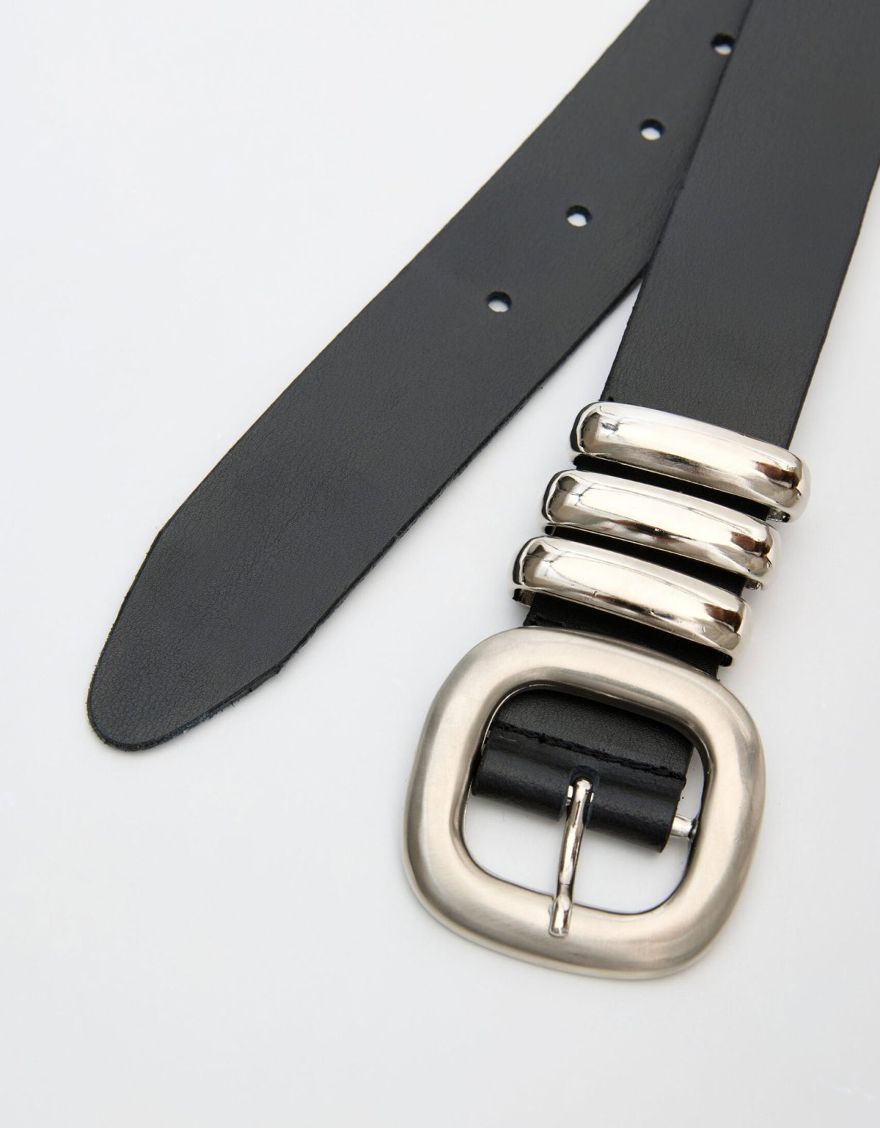 Leather Twist Rail belt black