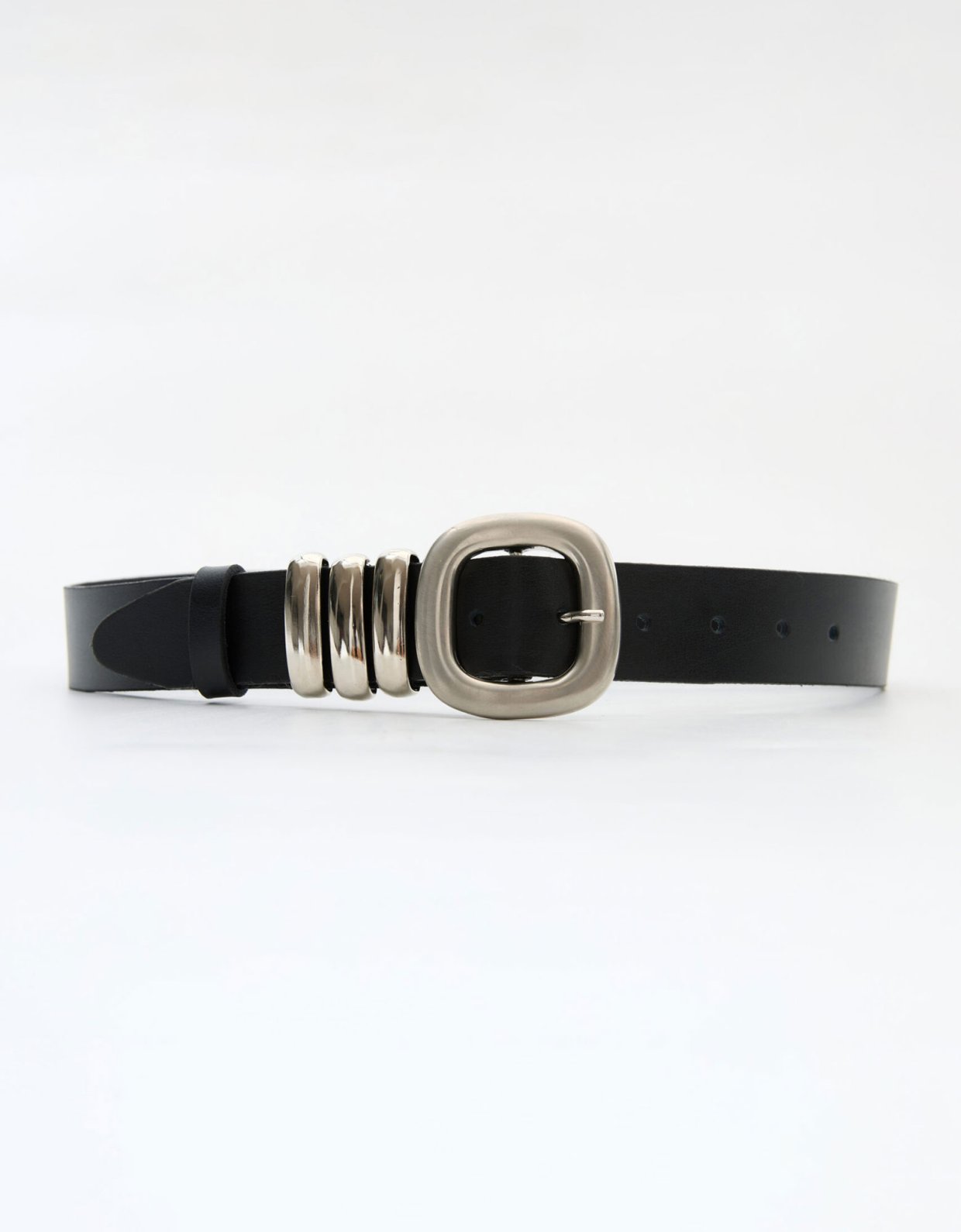 Leather Twist Rail belt black