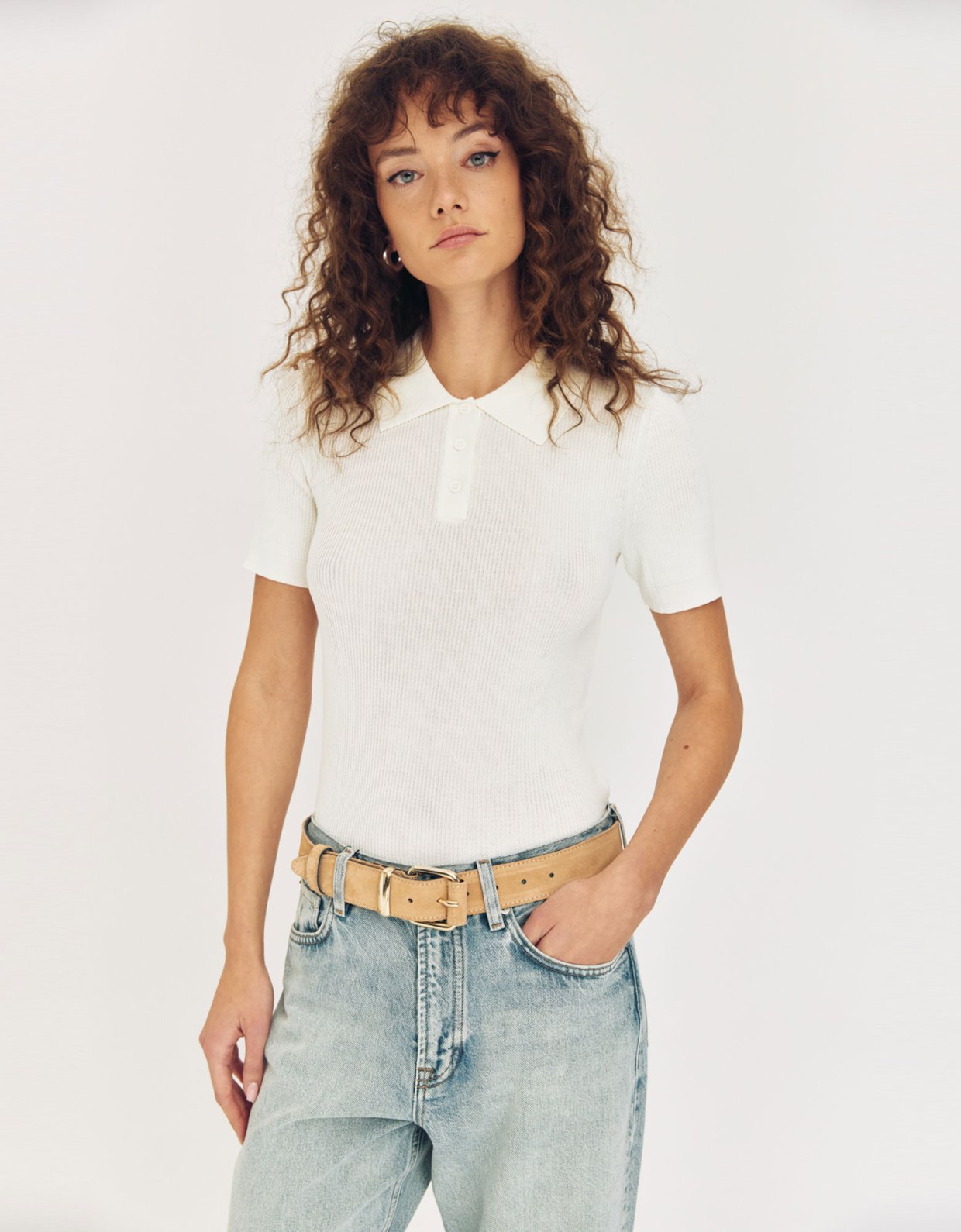 Leather Twist Pastel belt beige suede