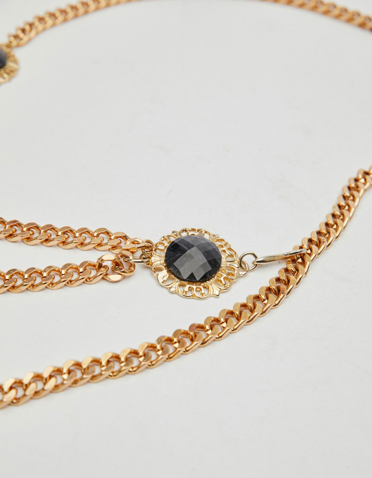Leather Twist Lory gold chain belt