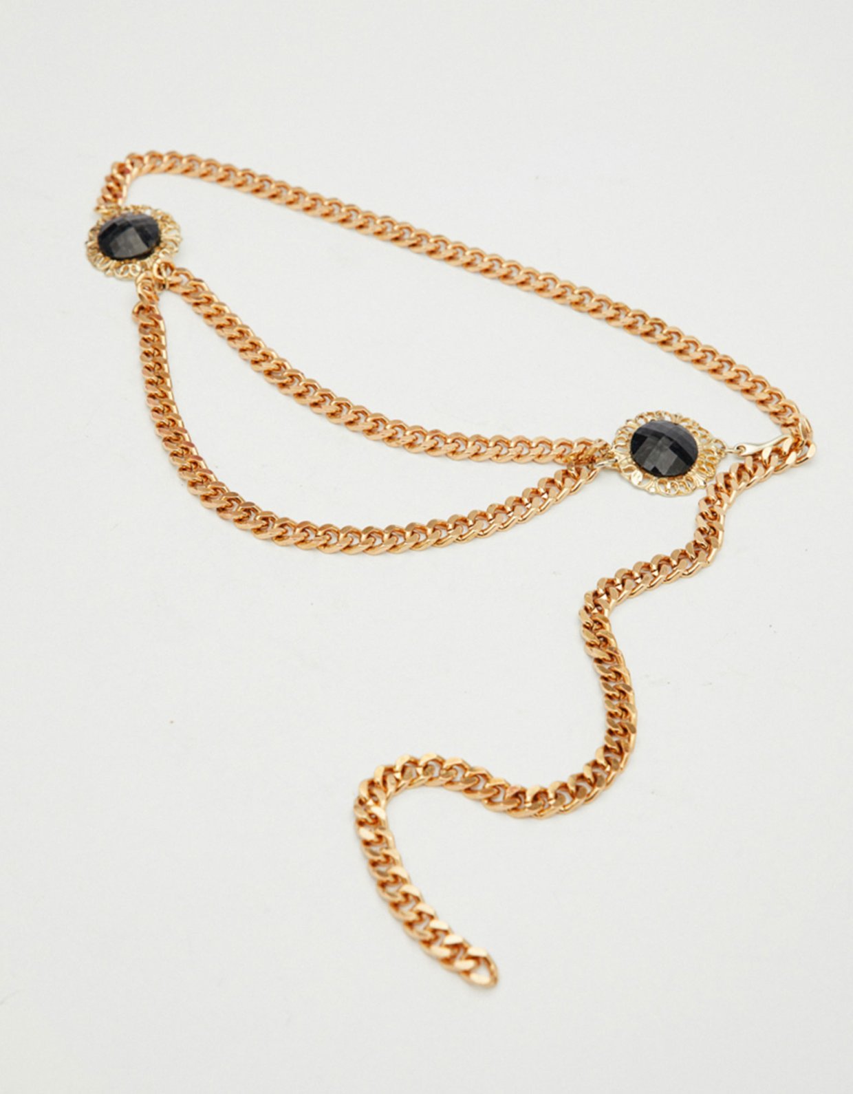 Leather Twist Lory gold chain belt
