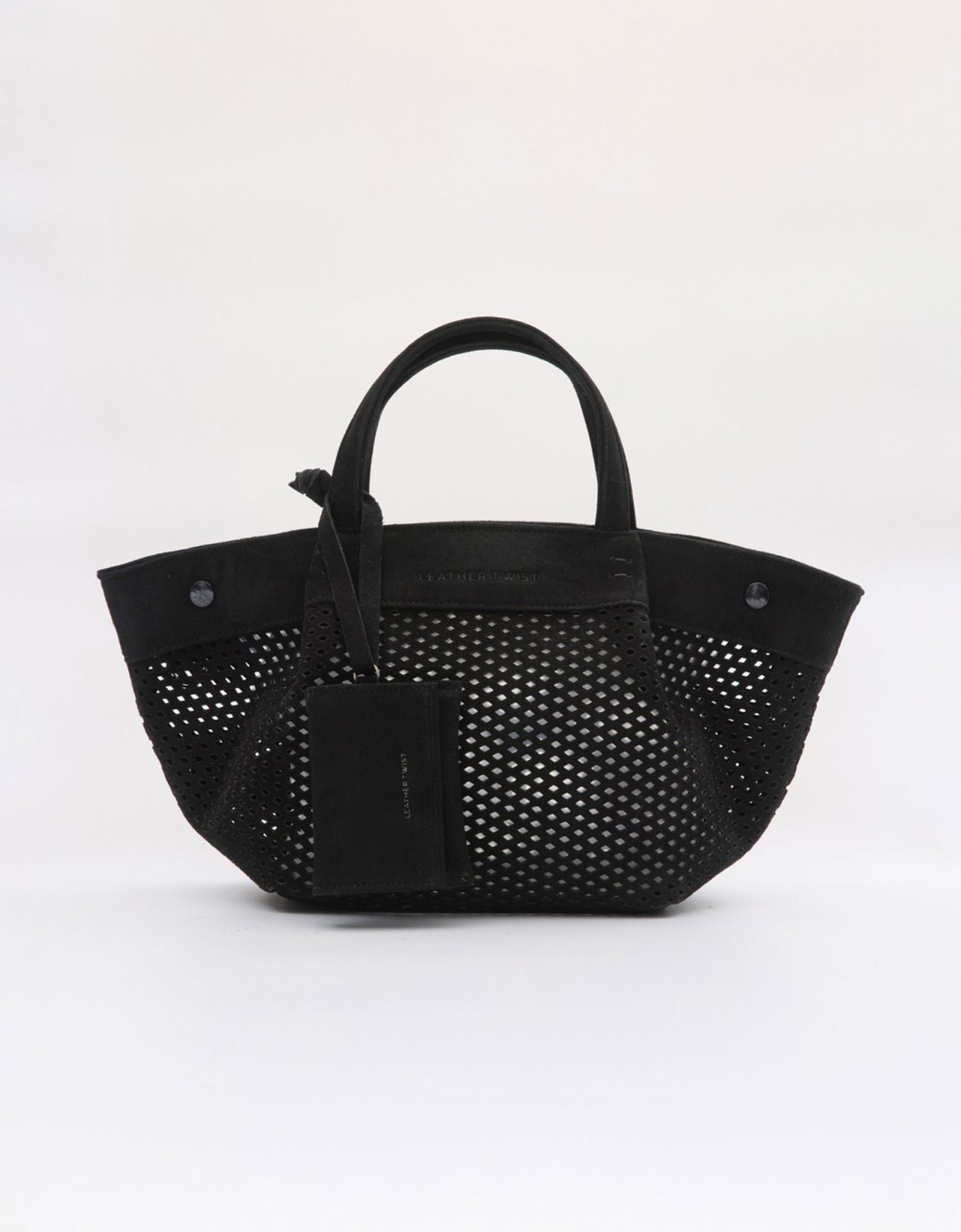 Leather Twist Horizon mini bag black suede