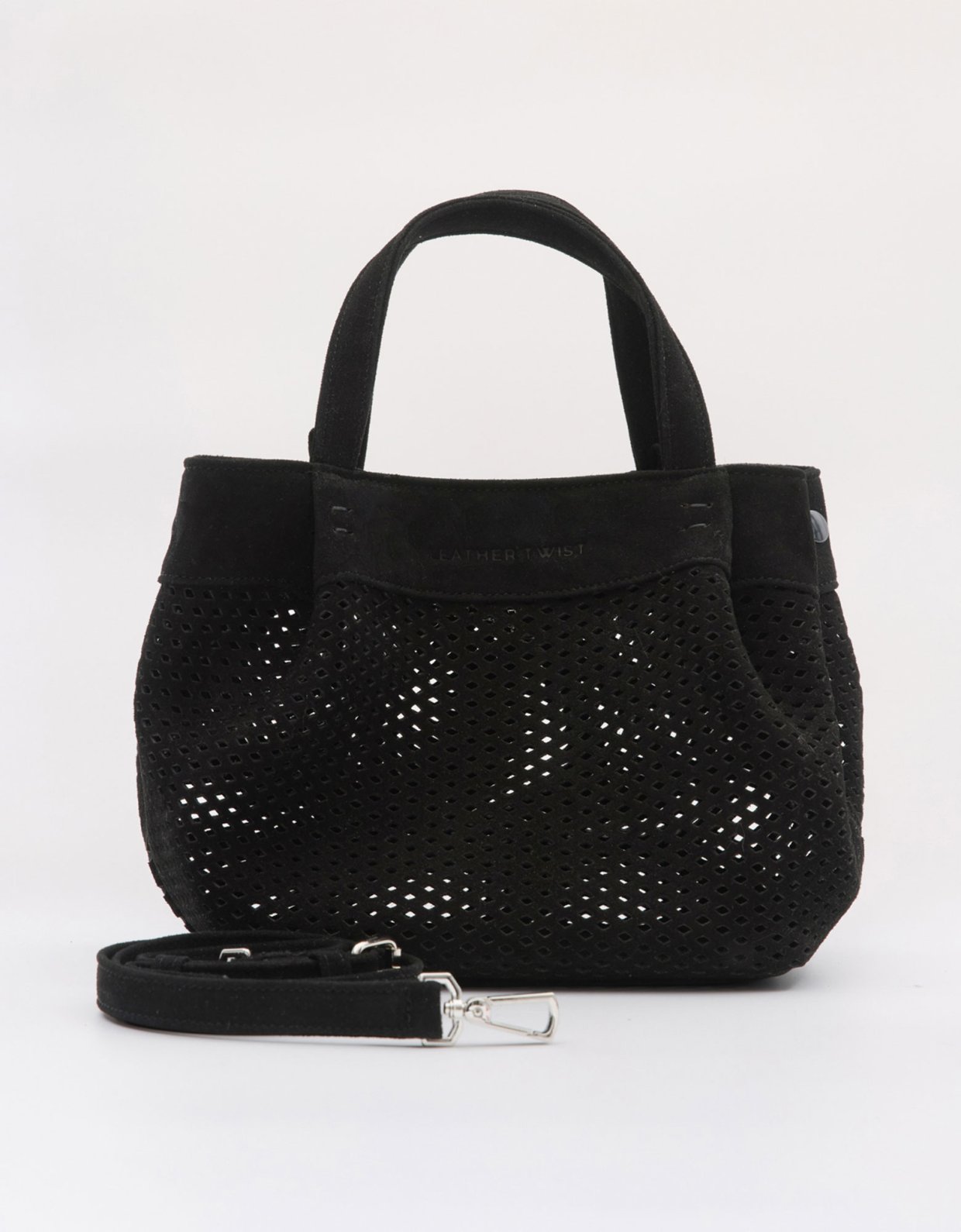 Leather Twist Horizon mini bag black suede
