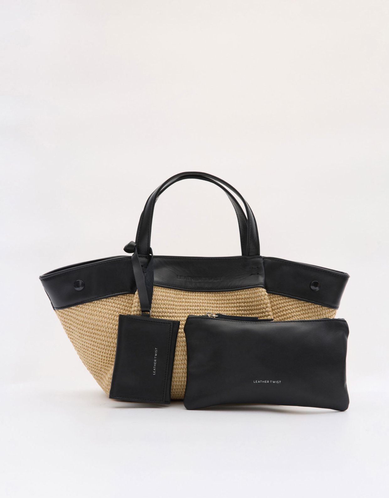 Leather Twist Horizon mini bag straw