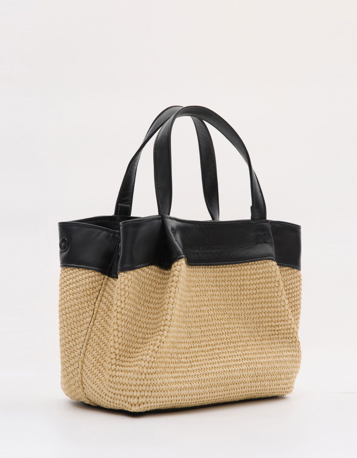 Leather Twist Horizon mini bag straw