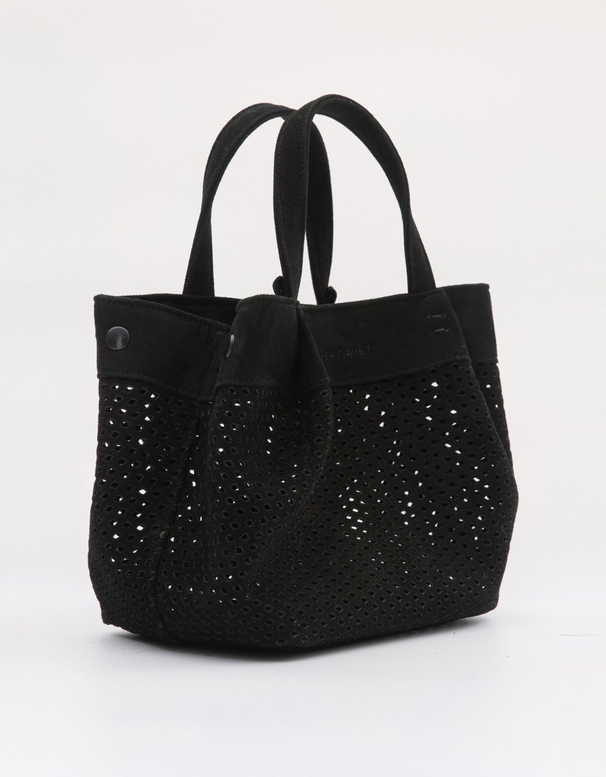 Leather Twist Horizon mini bag black suede