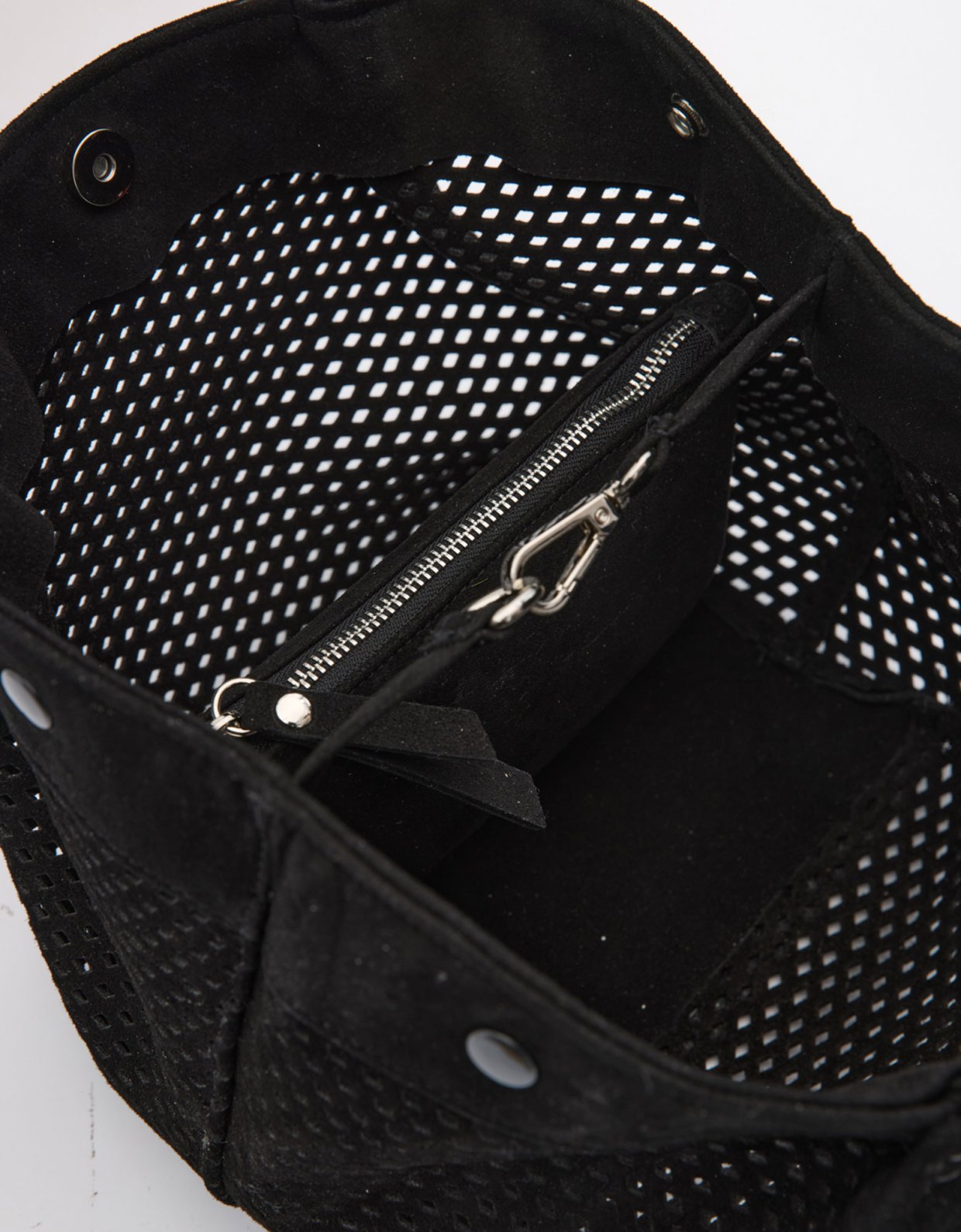 Leather Twist Horizon mini bag black suede