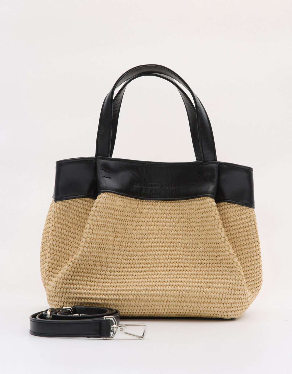Leather Twist Horizon mini bag straw