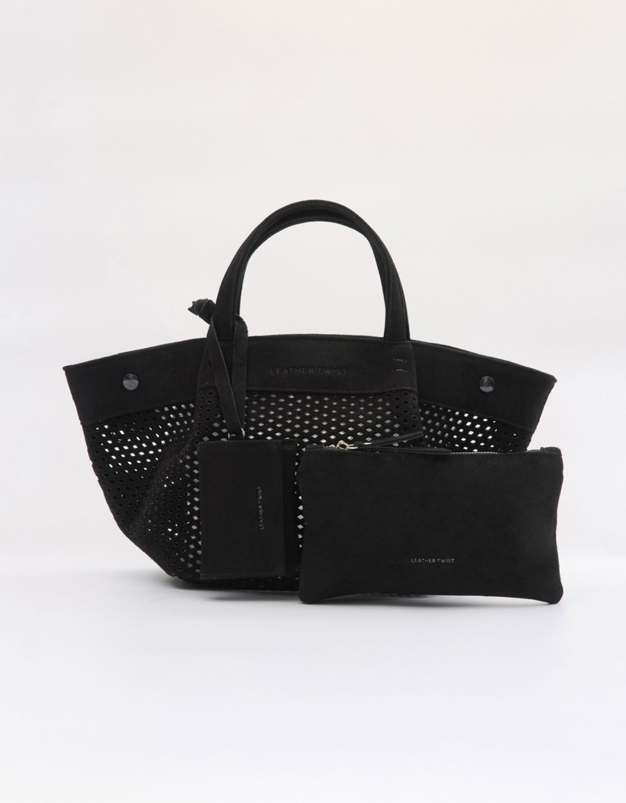Leather Twist Horizon mini bag black suede