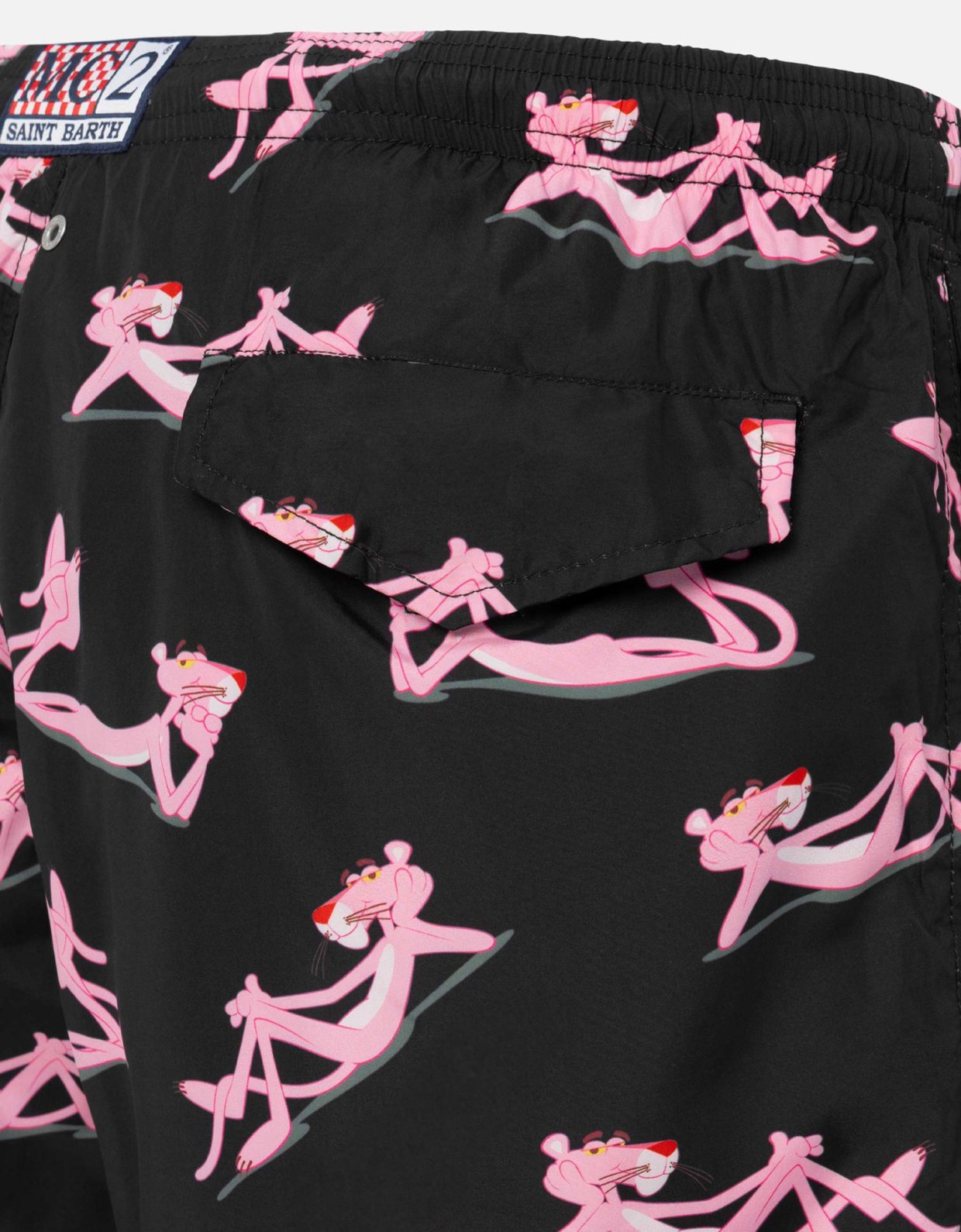 MC2 Saint Barth Lightweight fabric swim shorts lighting with the Pink Panther print