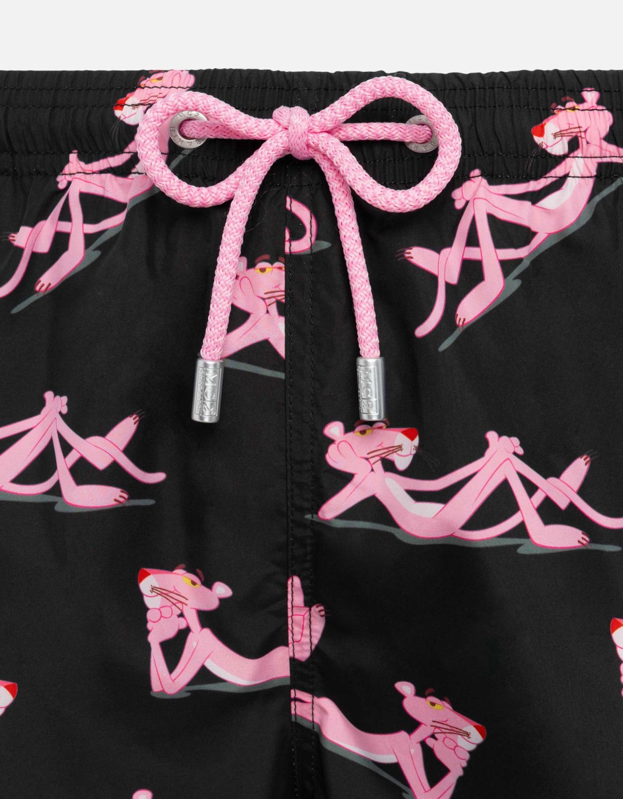 MC2 Saint Barth Lightweight fabric swim shorts lighting with the Pink Panther print
