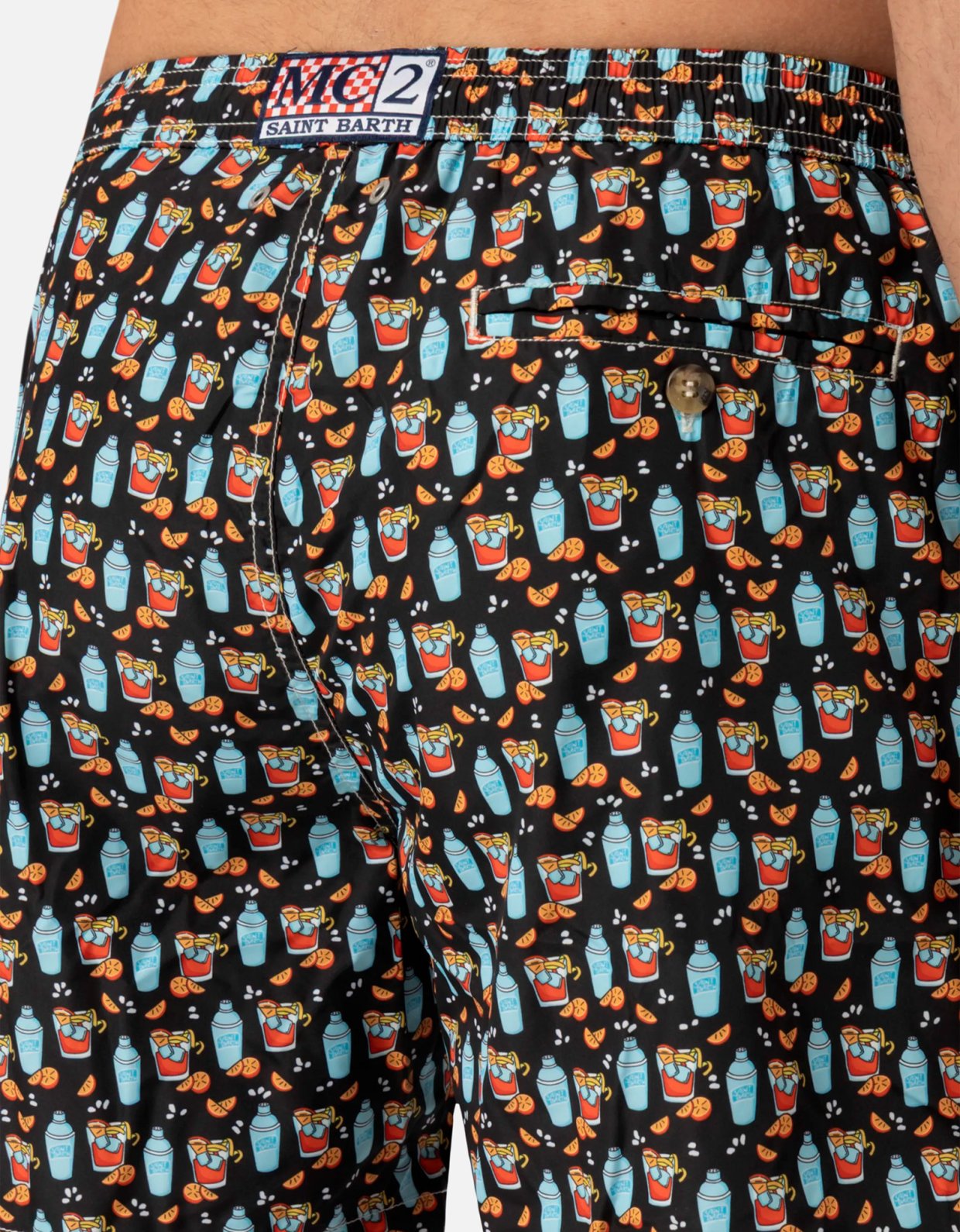 MC2 Saint Barth Lightweight fabric swim shorts lighting with negroni print