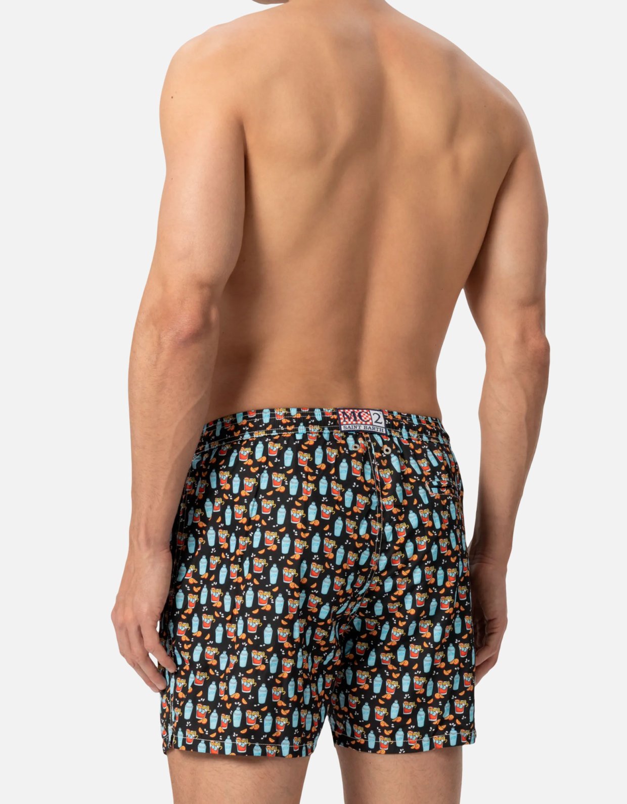 MC2 Saint Barth Lightweight fabric swim shorts lighting with negroni print