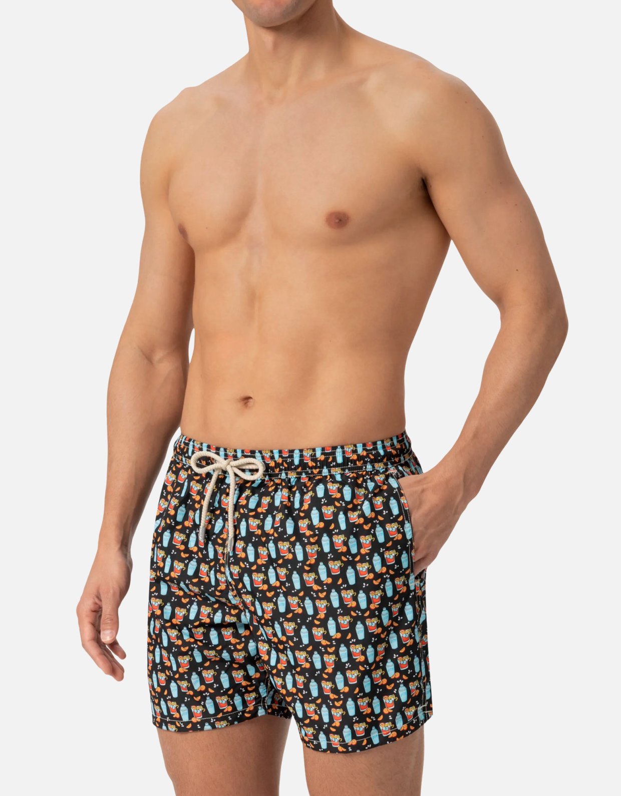 MC2 Saint Barth Lightweight fabric swim shorts lighting with negroni print