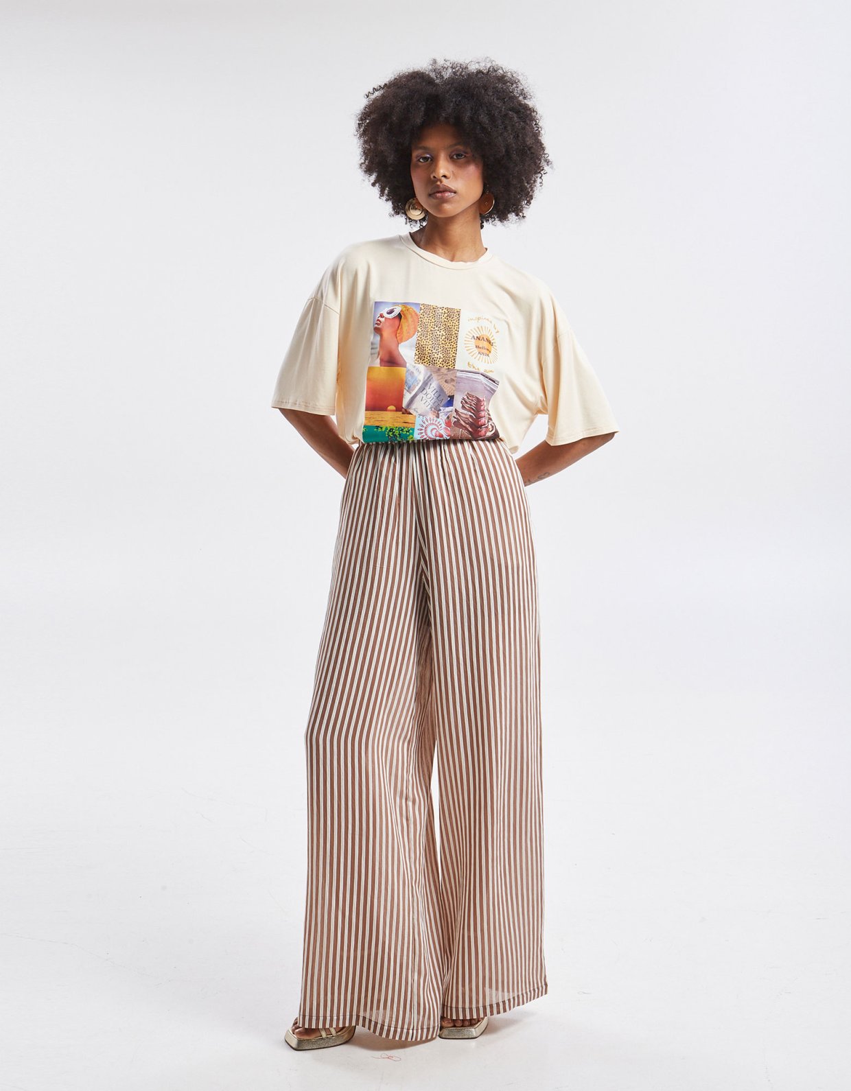 Ananke Clothing Liora stripped pants brown