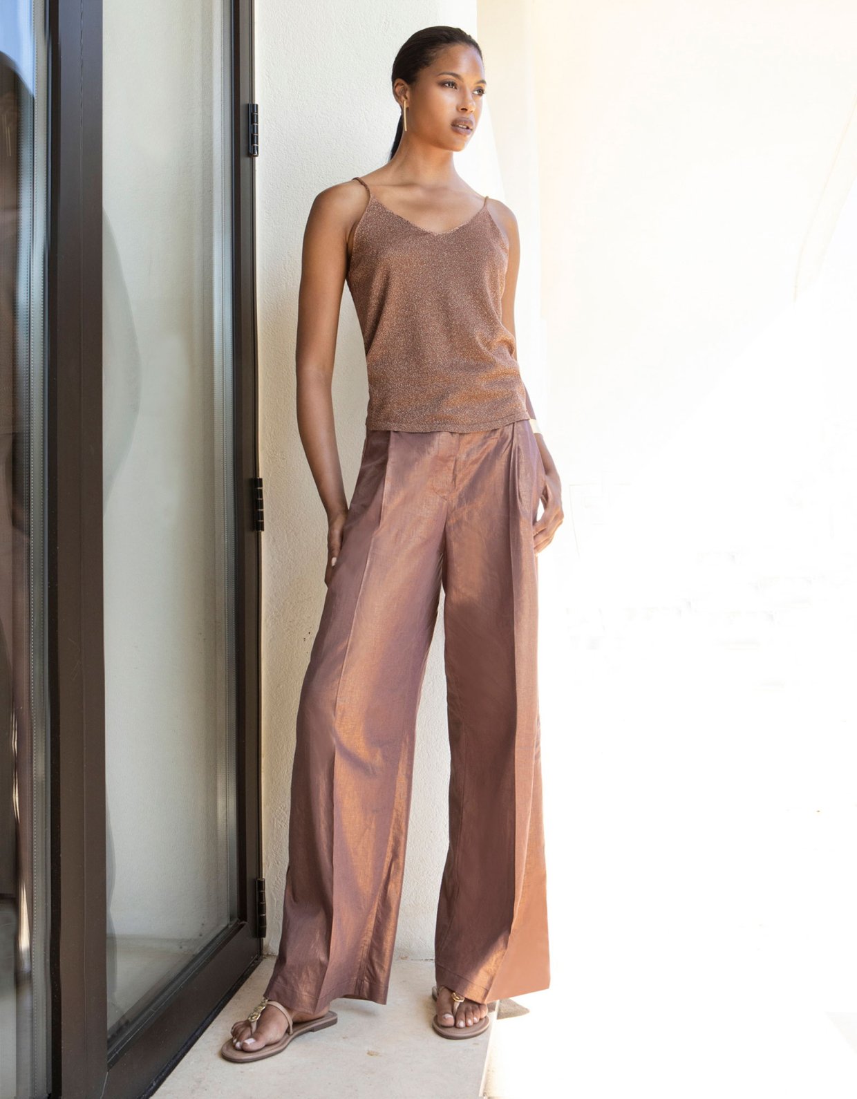 Aggel Knitwear Lurex top mocca