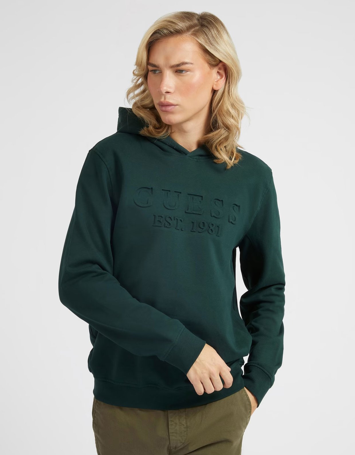 Guess Beau hoodie fleece sweatshirt green