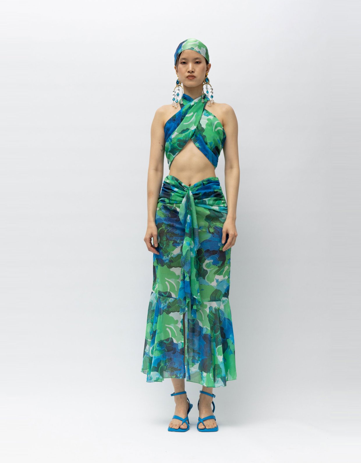 Mallory the label Symi blue floral skirt
