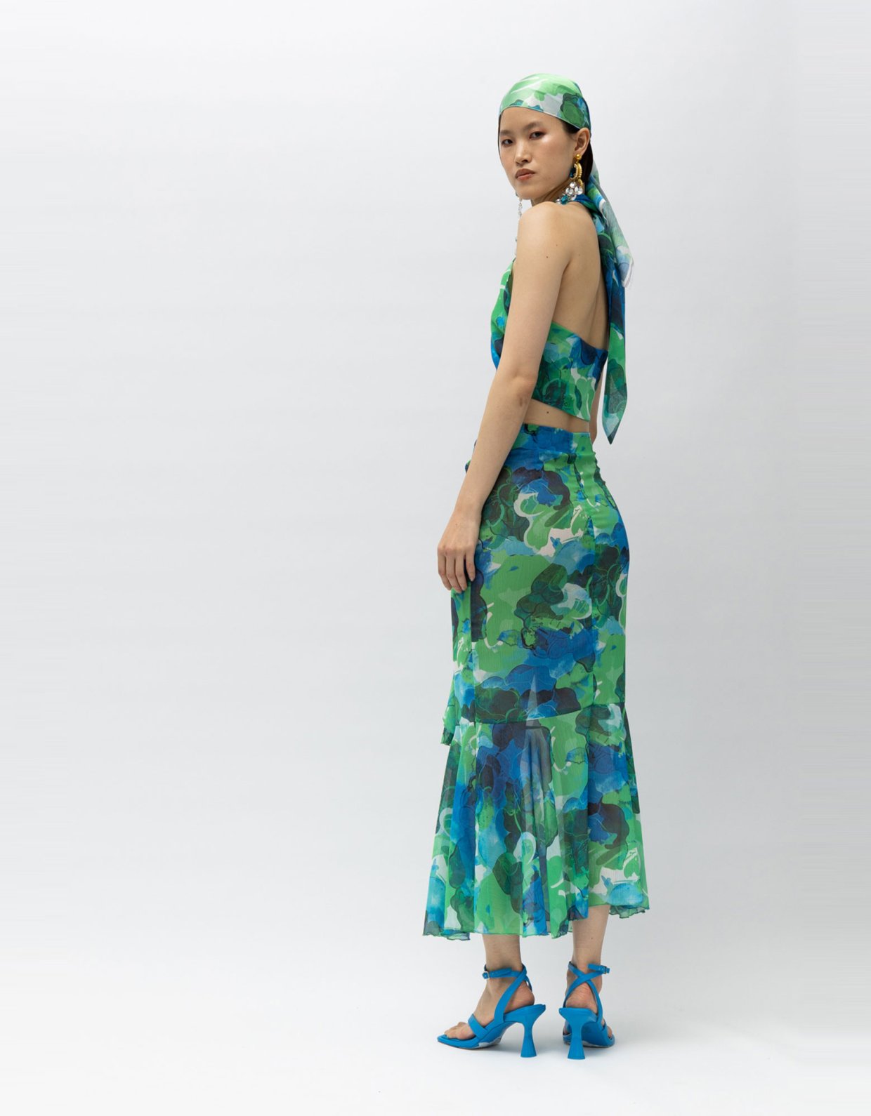 Mallory the label Symi blue floral skirt