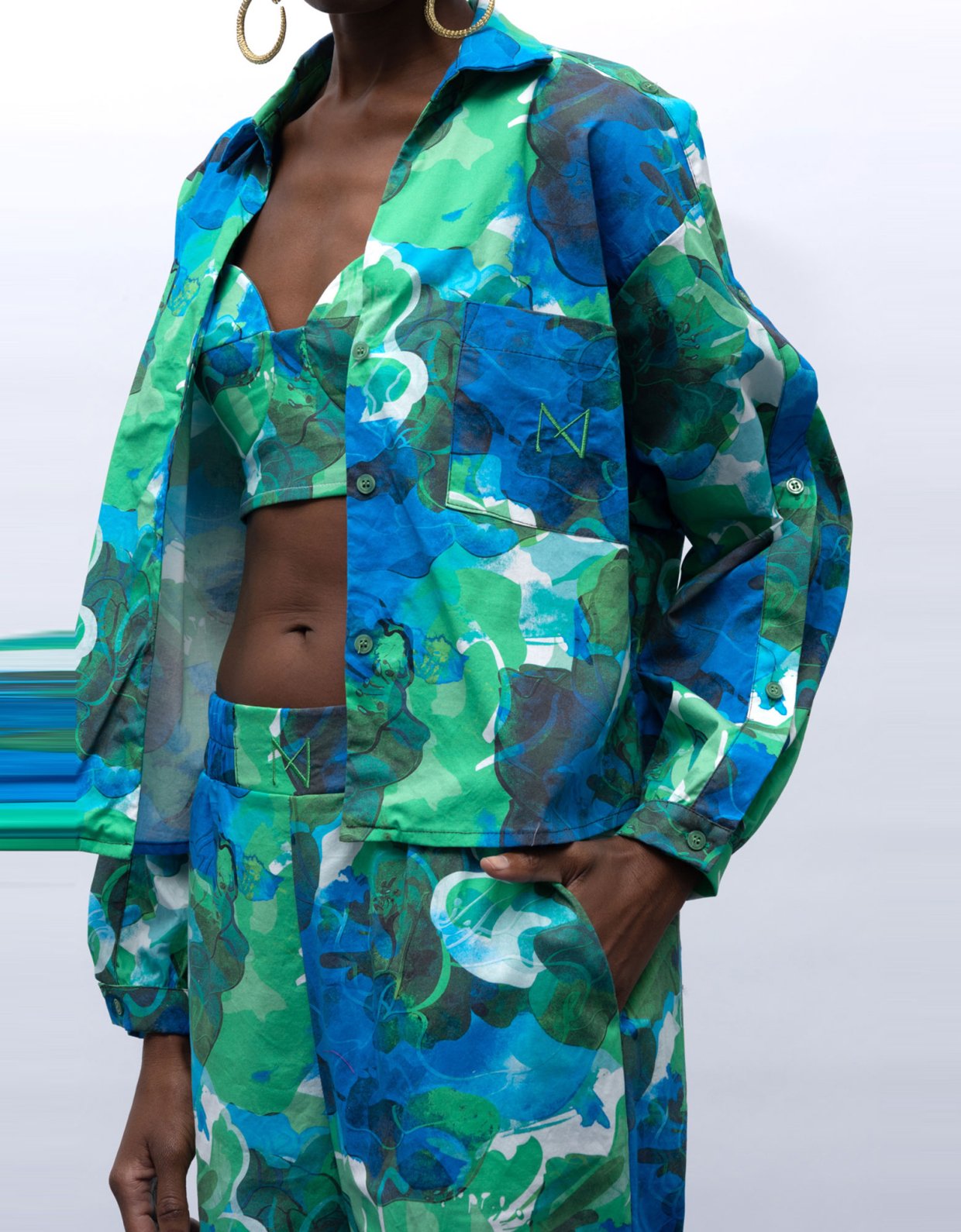Mallory the label Lumen blue floral shirt