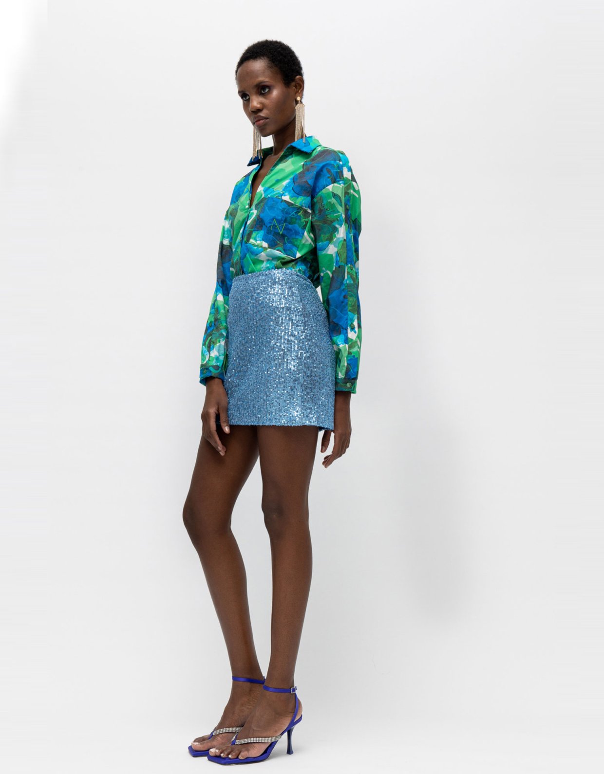 Mallory the label Khaia skirt sequin blue