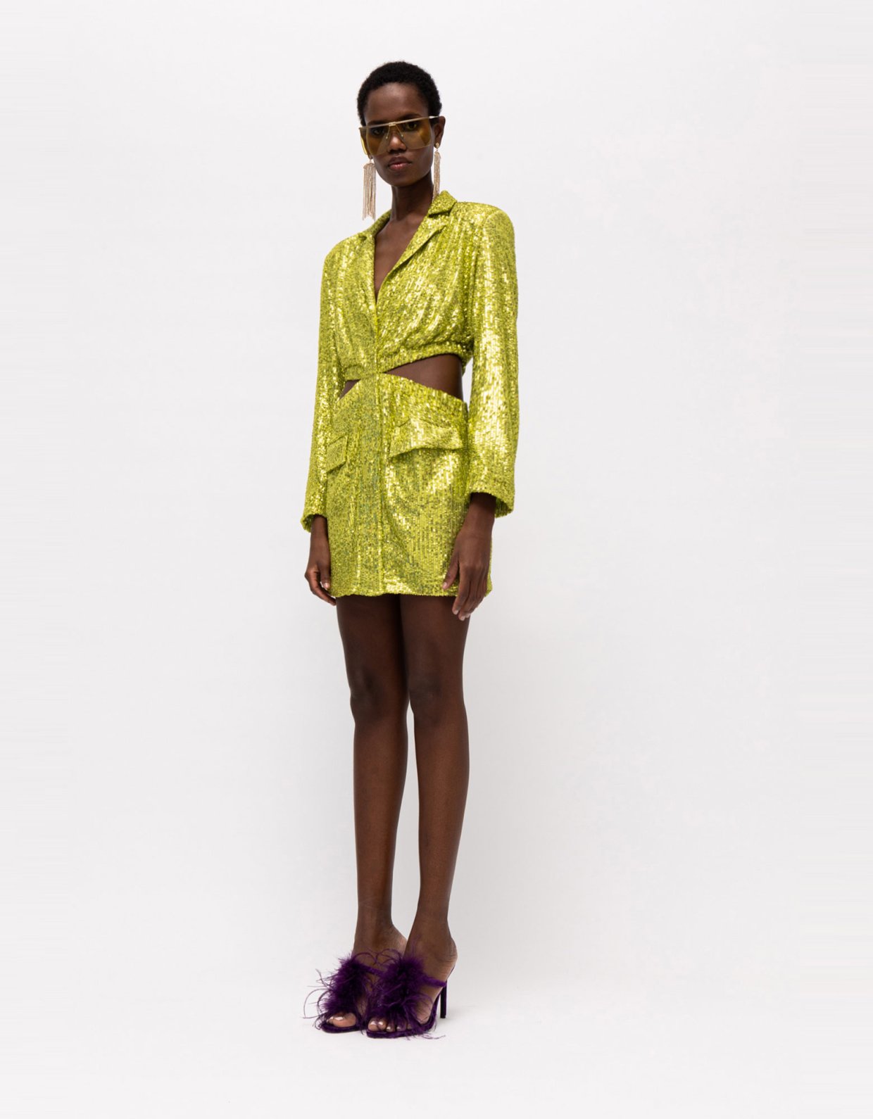 Mallory the label Hydra blazer sequin dress lime