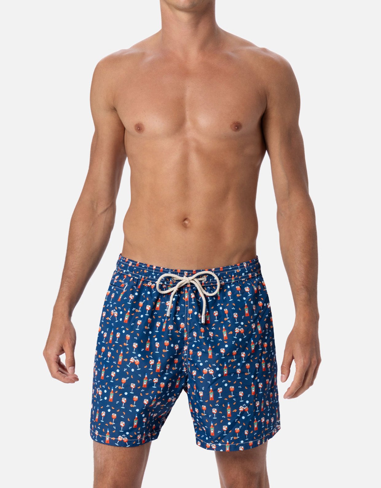 MC2 Saint Barth Man lightweight fabric swim shorts lighting micro fantasy with Aperol Spritz print