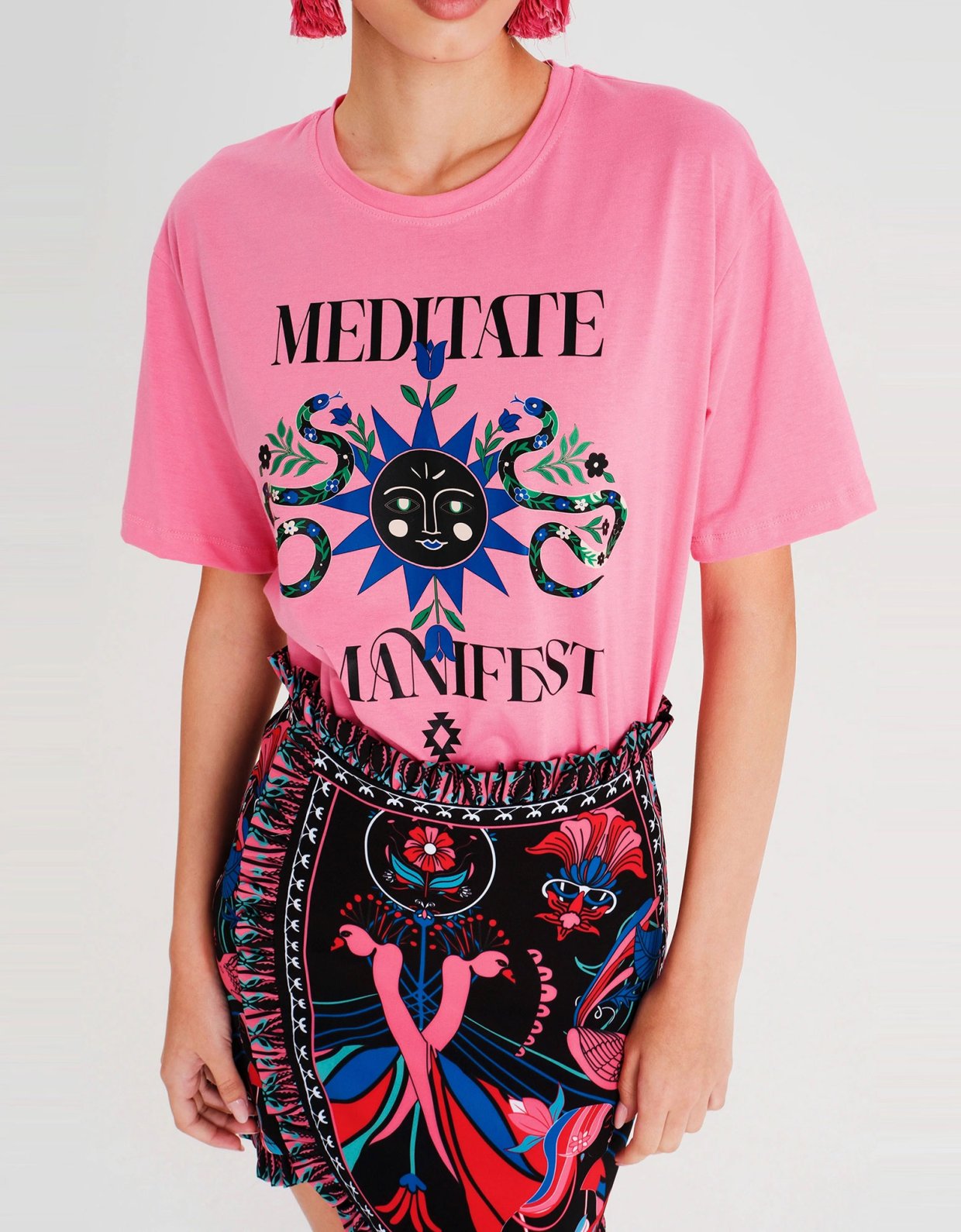 Peace and Chaos Manifestation t-shirt pink