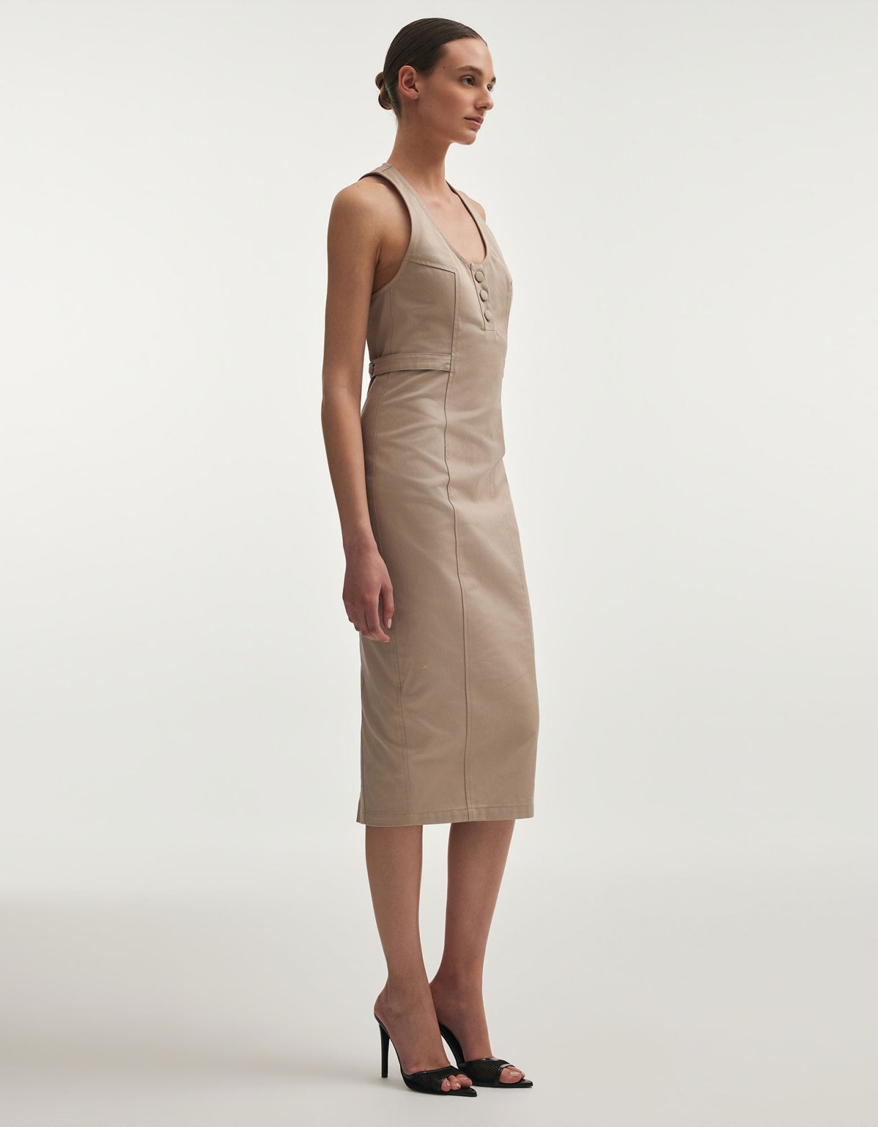 Nadia Rapti Muse midi dress greige