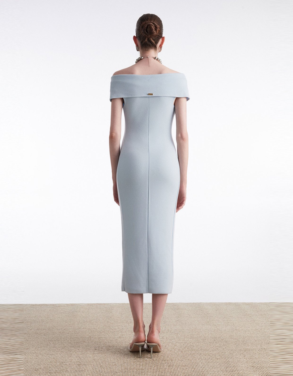 Nadia Rapti Fine line knitted dress midi ciel