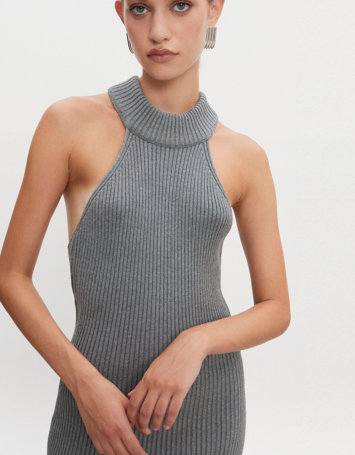 Nadia Rapti Eva knitted midi dress grey