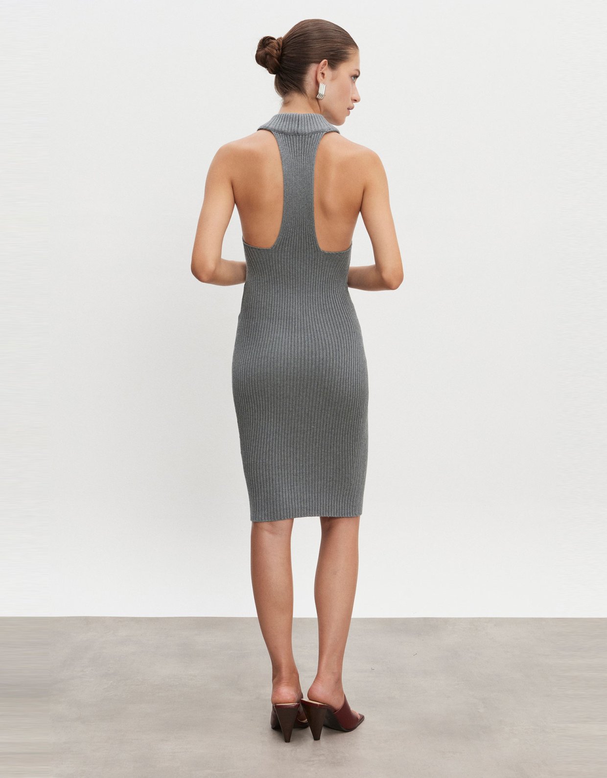 Nadia Rapti Eva knitted midi dress grey