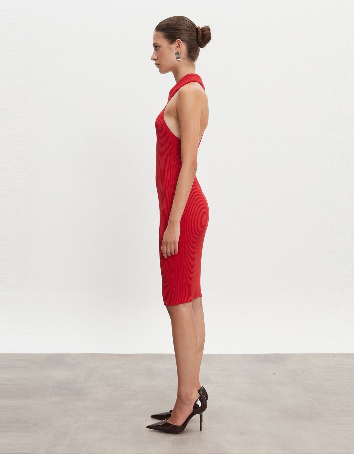 Nadia Rapti Eva knitted midi dress red