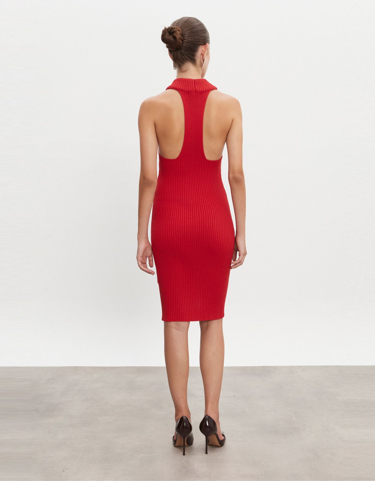 Nadia Rapti Eva knitted midi dress red