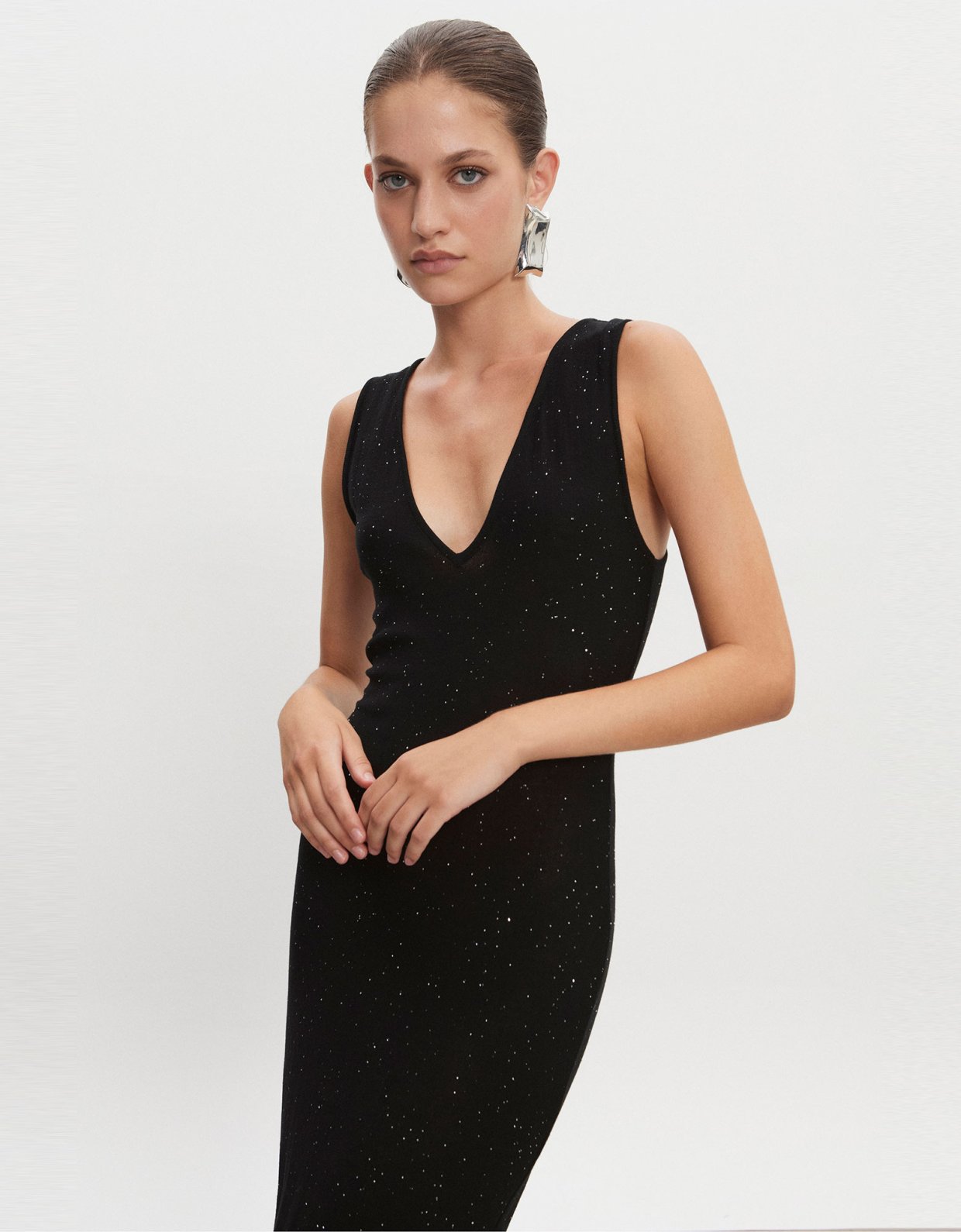 Nadia Rapti Magnetic knitted maxi dress black