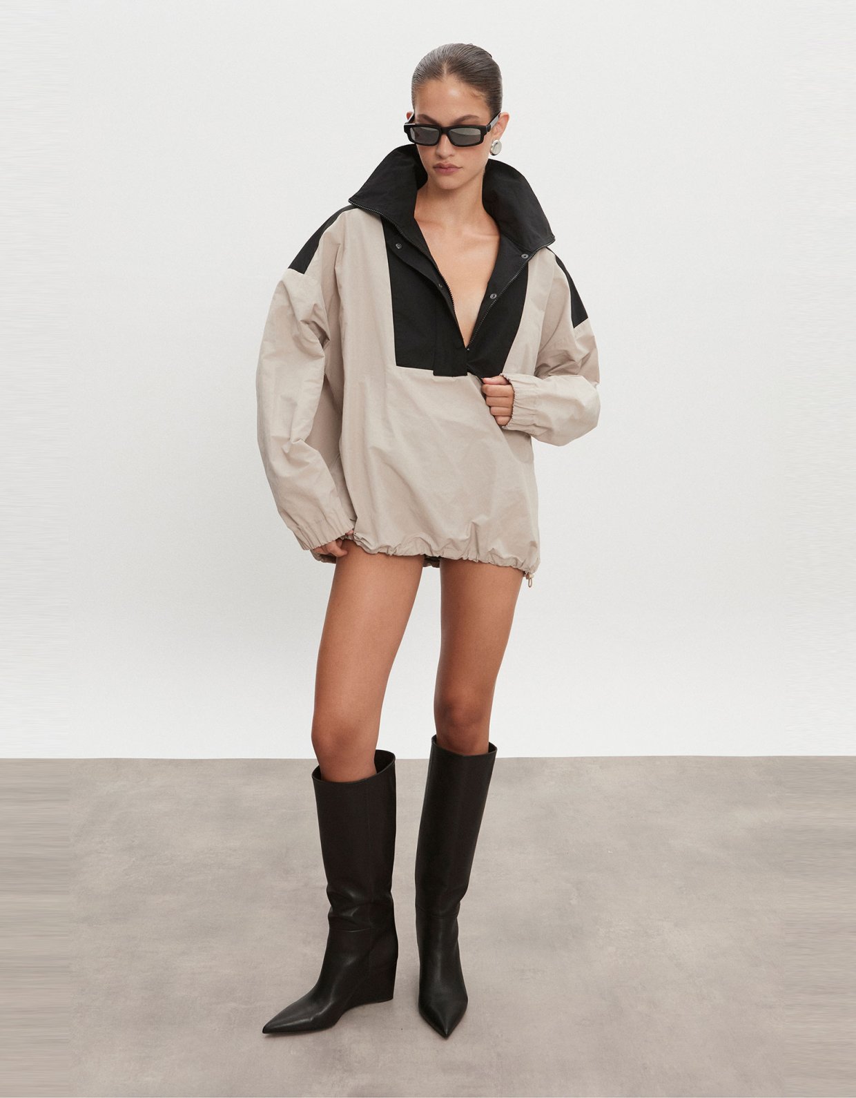 Nadia Rapti Paolo wind anorak M/W greige-black