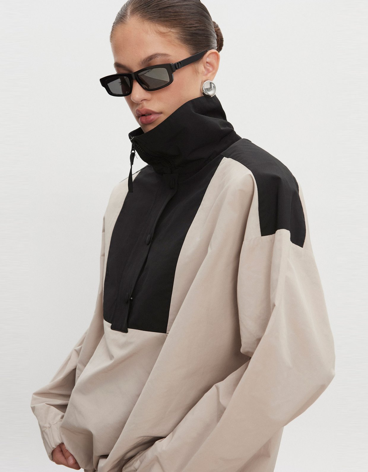 Nadia Rapti Paolo wind anorak M/W greige-black