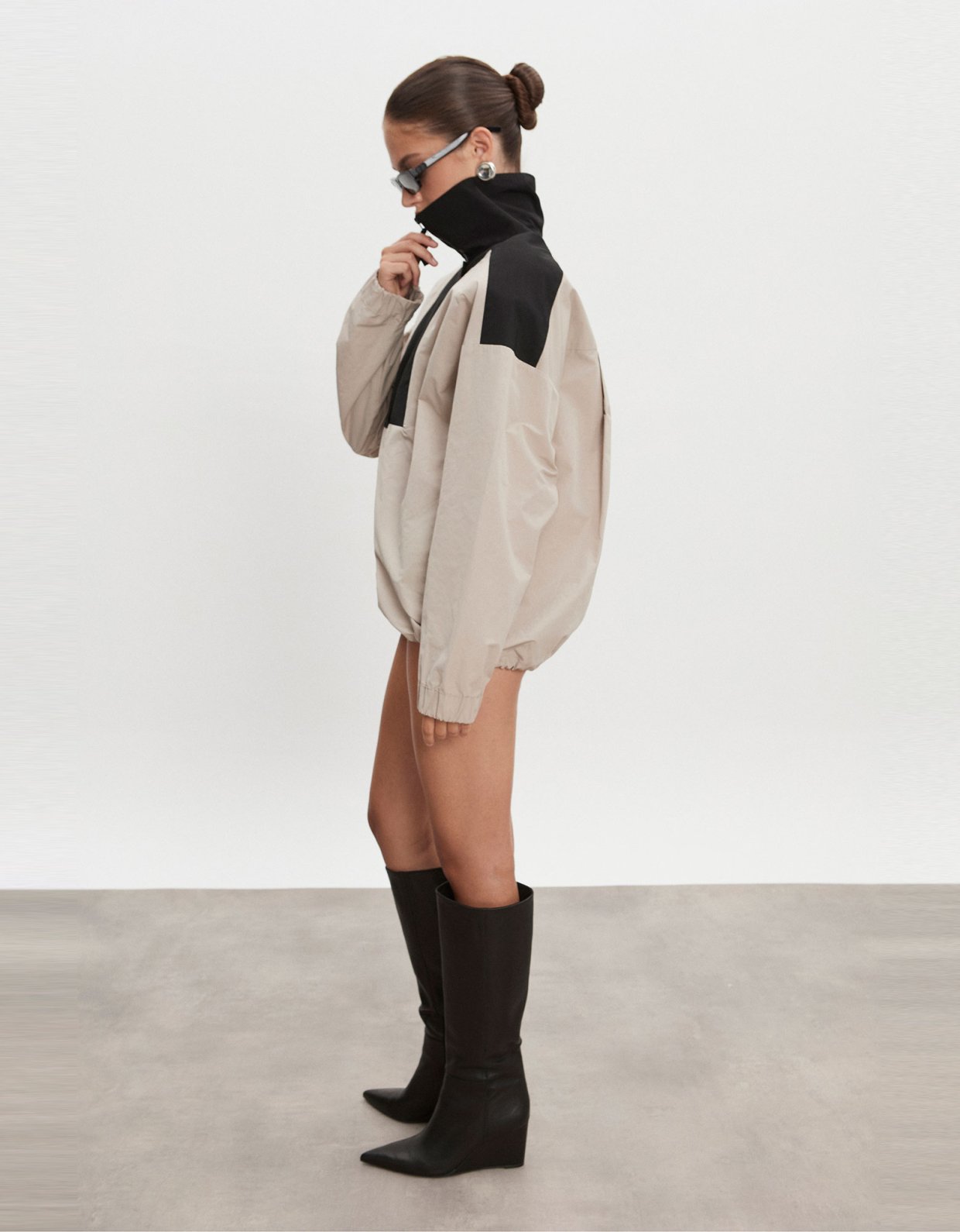 Nadia Rapti Paolo wind anorak M/W greige-black